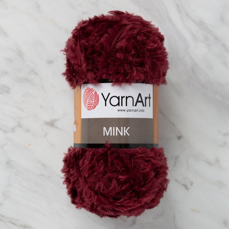 YarnArt Mink 50gr Fluffy Yarn, Claret Red – 339