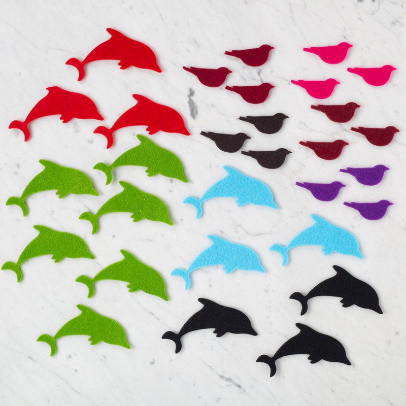 Loren 10 Packs Die Cut Felt Set –  Dolphin and Bird