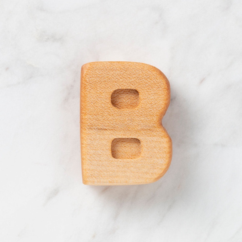 Loren Crafts Letter Shaped Organic Wooden Bead – B