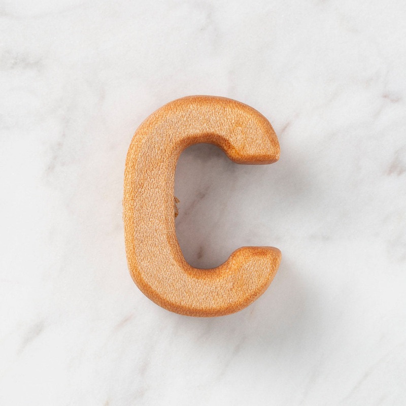 Loren Crafts Letter Shaped Organic Wooden Bead – C