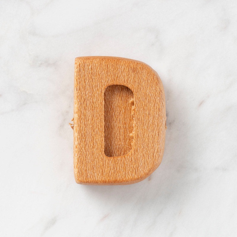 Loren Crafts Letter Shaped Organic Wooden Bead – D