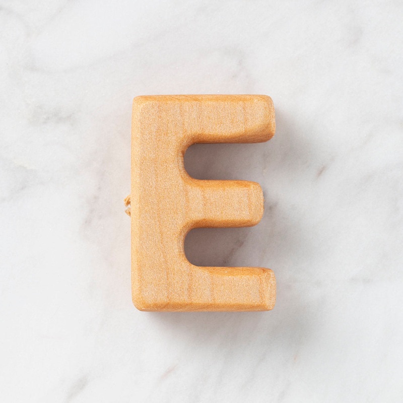 Loren Crafts Letter Shaped Organic Wooden Bead – E