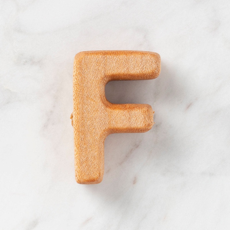 Loren Crafts Letter Shaped Organic Wooden Bead – F