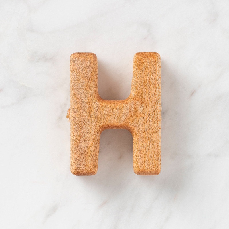 Loren Crafts Letter Shaped Organic Wooden Bead – H