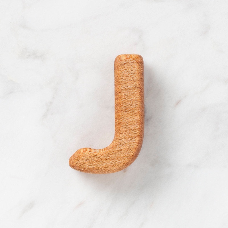 Loren Crafts Letter Shaped Organic Wooden Bead – J