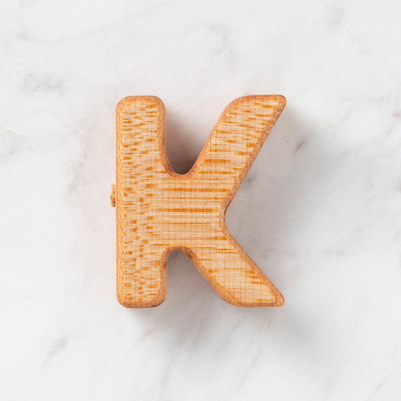 Loren Crafts Letter Shaped Organic Wooden Bead – K