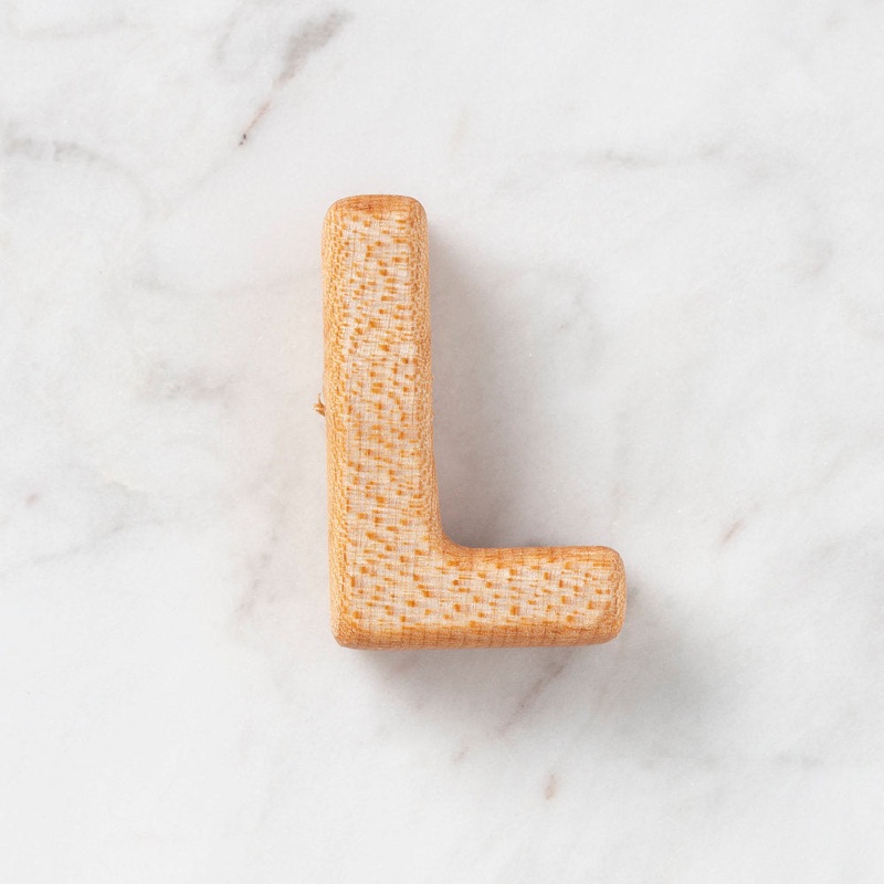 Loren Crafts Letter Shaped Organic Wooden Bead – L