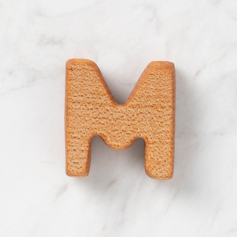 Loren Crafts Letter Shaped Organic Wooden Bead – M