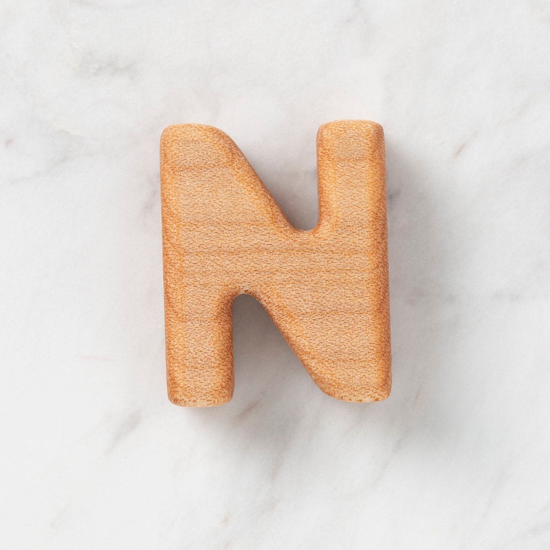 Loren Crafts Letter Shaped Organic Wooden Bead – N