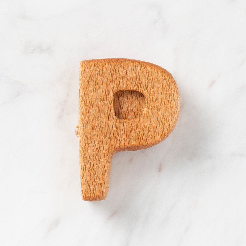 Loren Crafts Letter Shaped Organic Wooden Bead – P