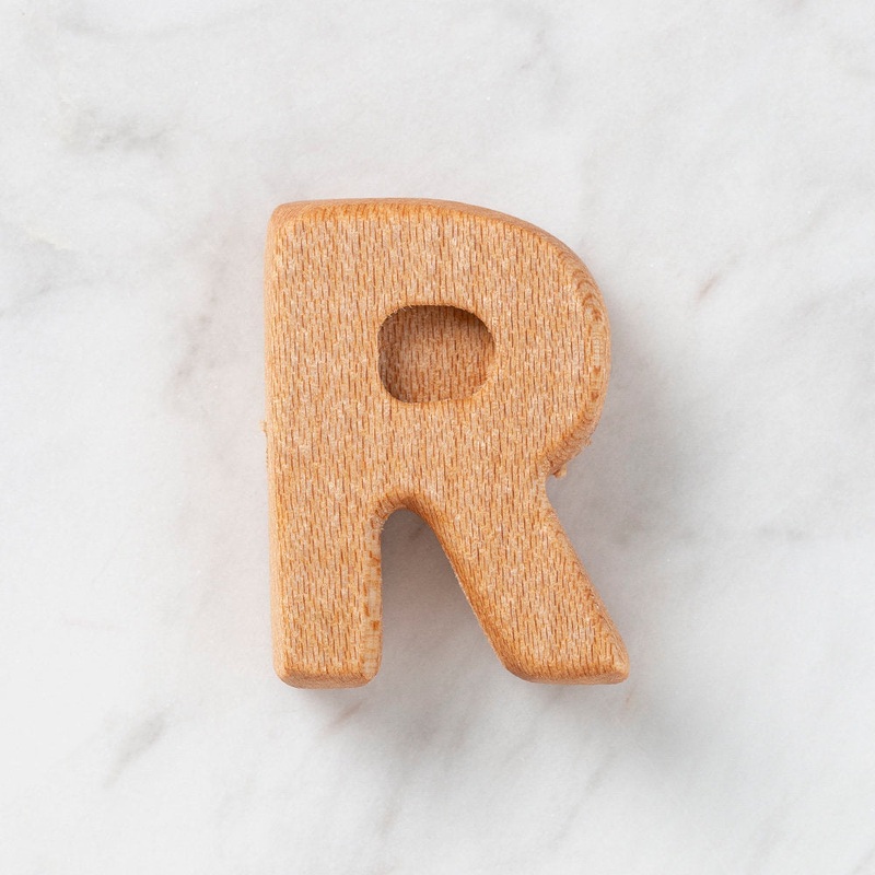 Loren Crafts Letter Shaped Organic Wooden Bead – R