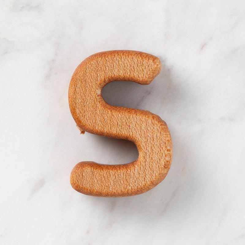 Loren Crafts Letter Shaped Organic Wooden Bead – S