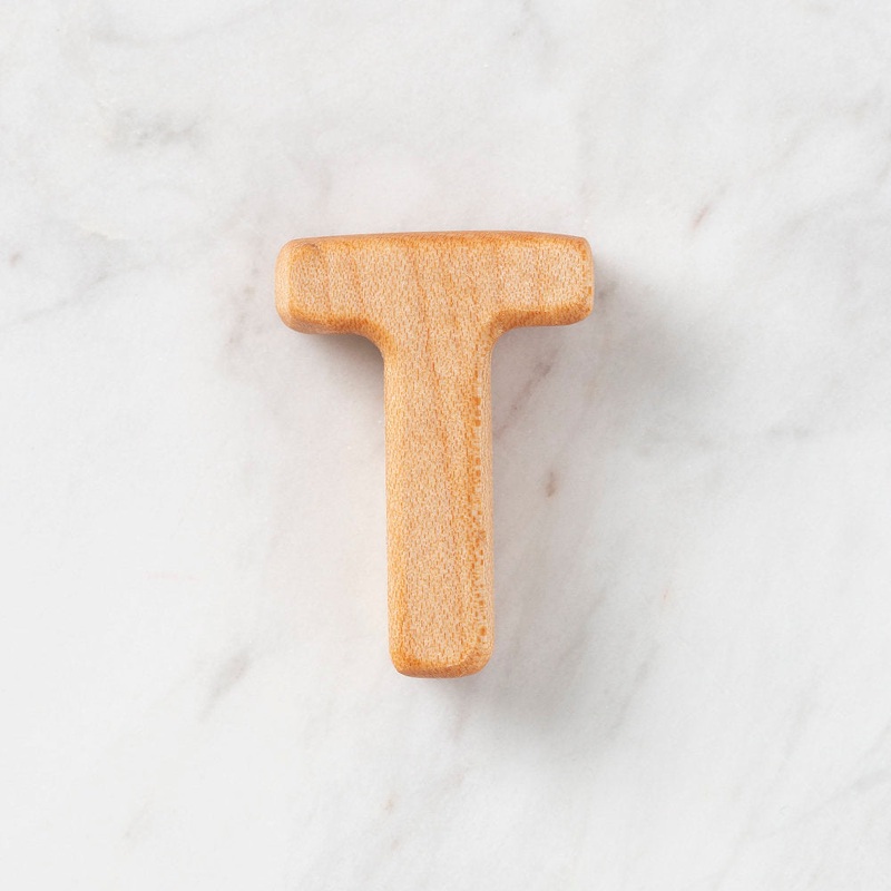 Loren Crafts Letter Shaped Organic Wooden Bead – T