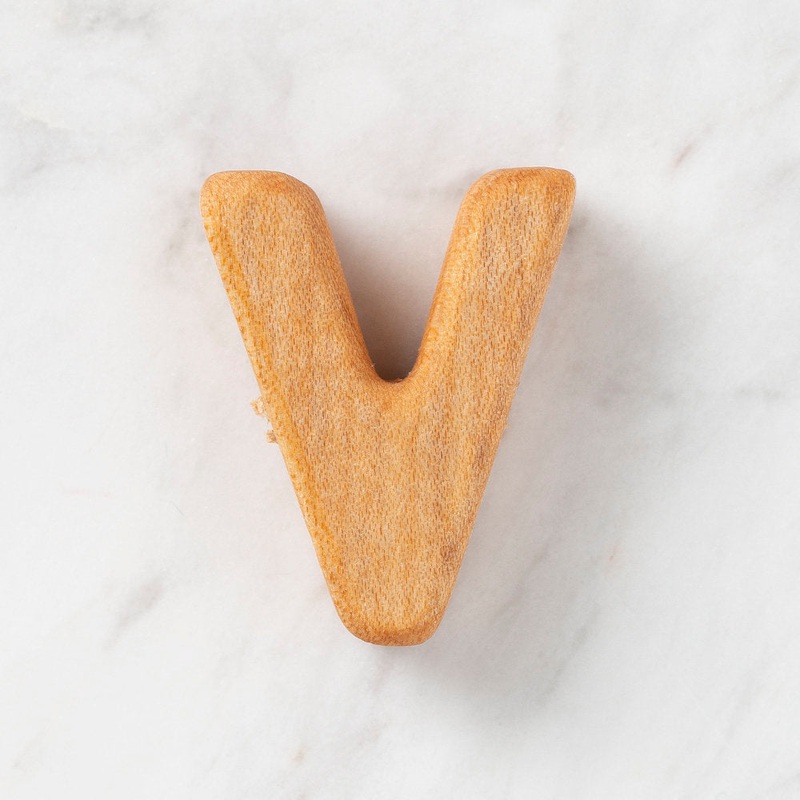 Loren Crafts Letter Shaped Organic Wooden Bead – V