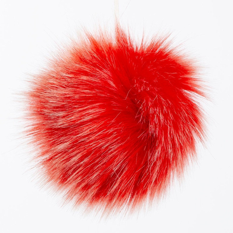 Loren Faux Fur Pom Pom, Multi Red