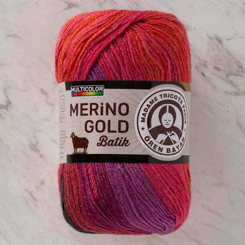 Madame Tricote Paris Merino Gold Batik Knitting Yarn, Variegated – 834