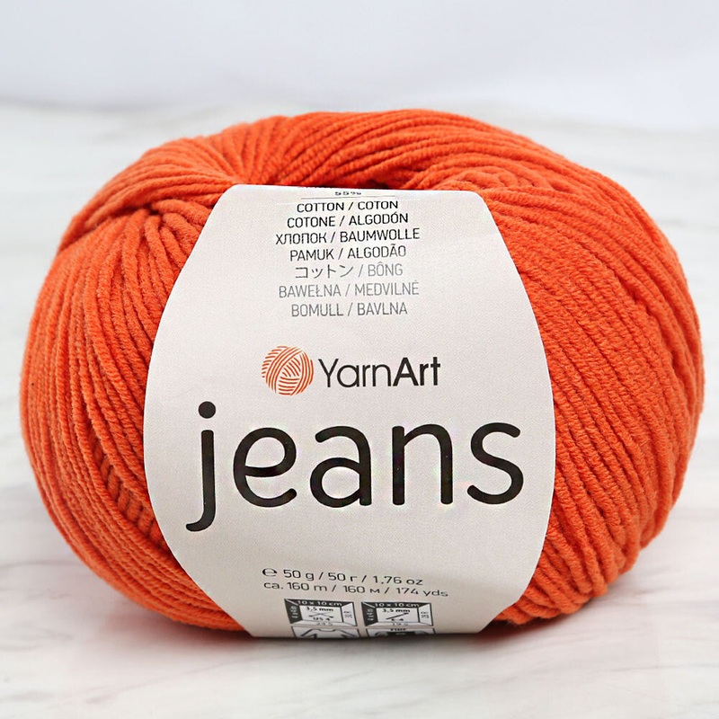YarnArt Jeans Knitting Yarn, Orange – 85