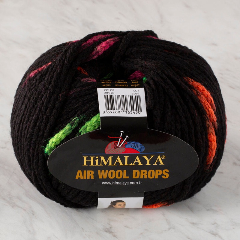 Himalaya Air Wool Drops Speckled Yarn, Black – 20409