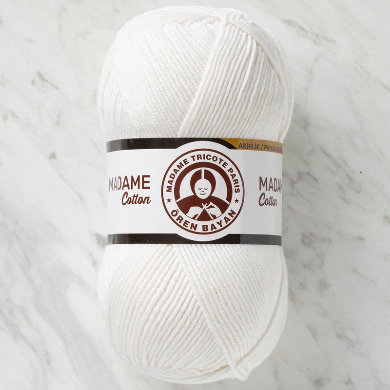 Madame Tricote Paris Madame Cotton Yarn, White – 000