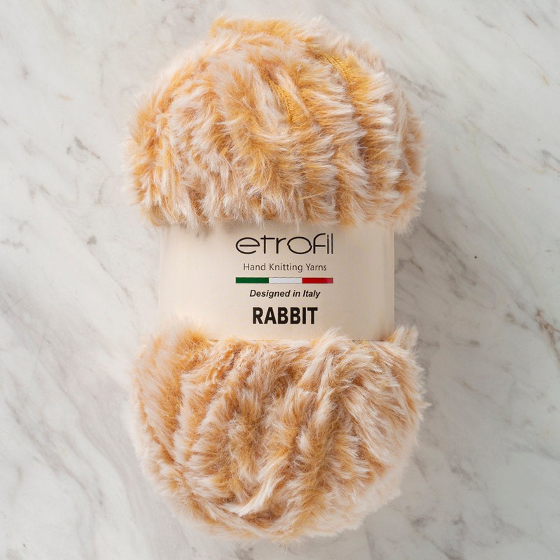 Etrofil Rabbit Fur Yarn, White/Beige – 70718