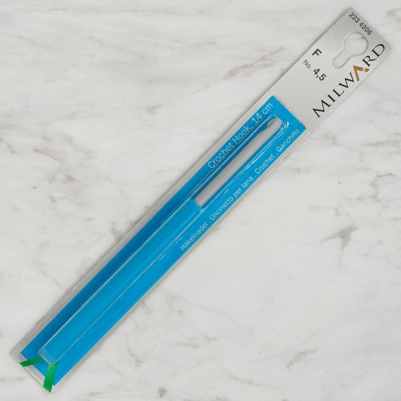 Milward Aluminium Crochet Hook with Plastic Handle 14 cm, size 4,5 mm