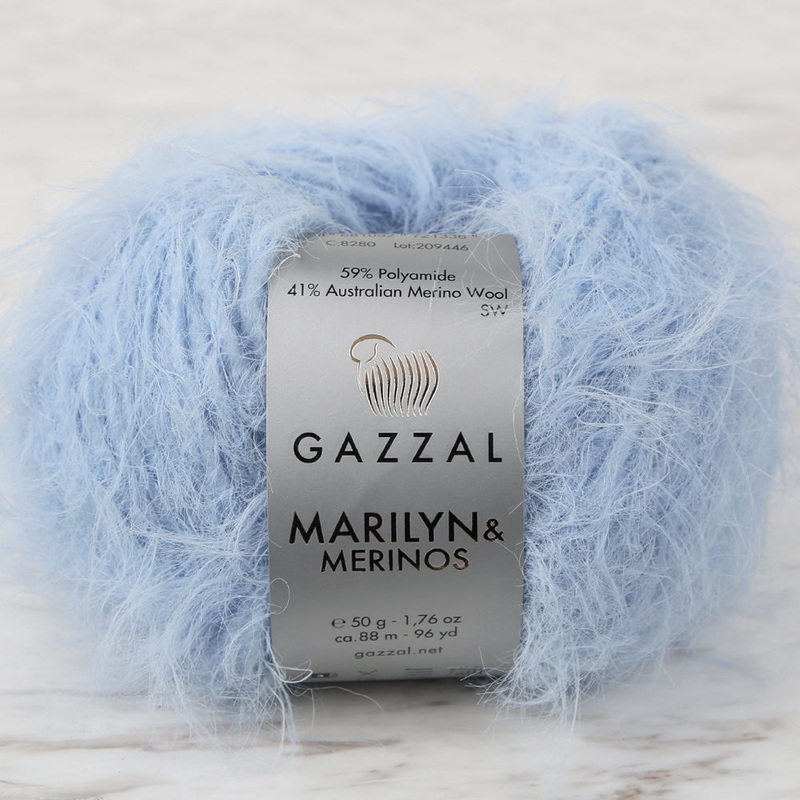 Gazzal Marilyn&Merinos Hand Knitting Yarn,Blue – 8280