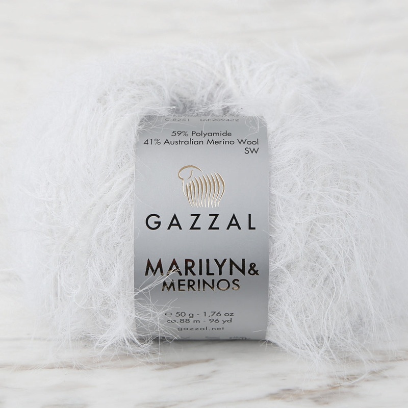 Gazzal Marilyn&Merinos Hand Knitting Yarn,Optic White – 8251