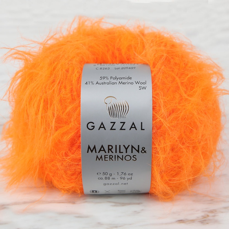 Gazzal Marilyn&Merinos Hand Knitting Yarn,Orange – 8263