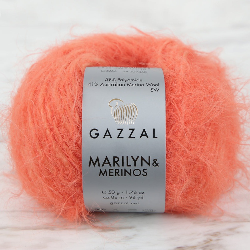 Gazzal Marilyn&Merinos Hand Knitting Yarn,Orange – 8264