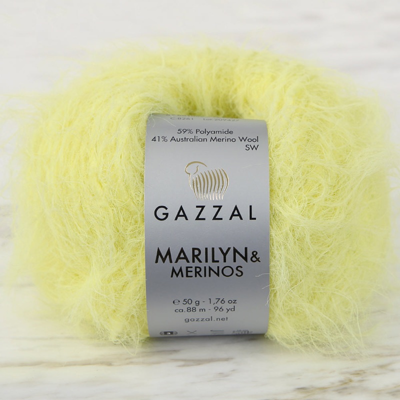 Gazzal Marilyn&Merinos Hand Knitting Yarn,Yellow – 8261