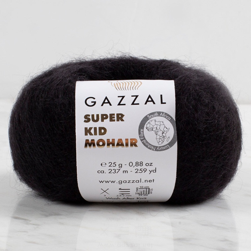Gazzal Super Kid Mohair  25 Gr Knitting Yarn, Black – 64409