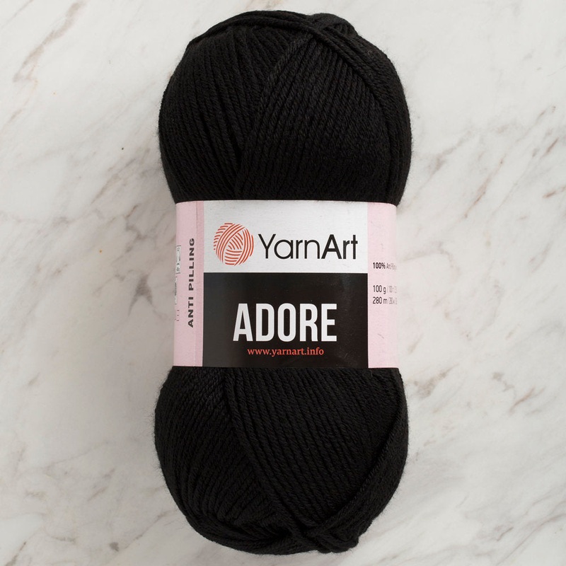 YarnArt Adore Anti-Pilling Yarn, Black – 354