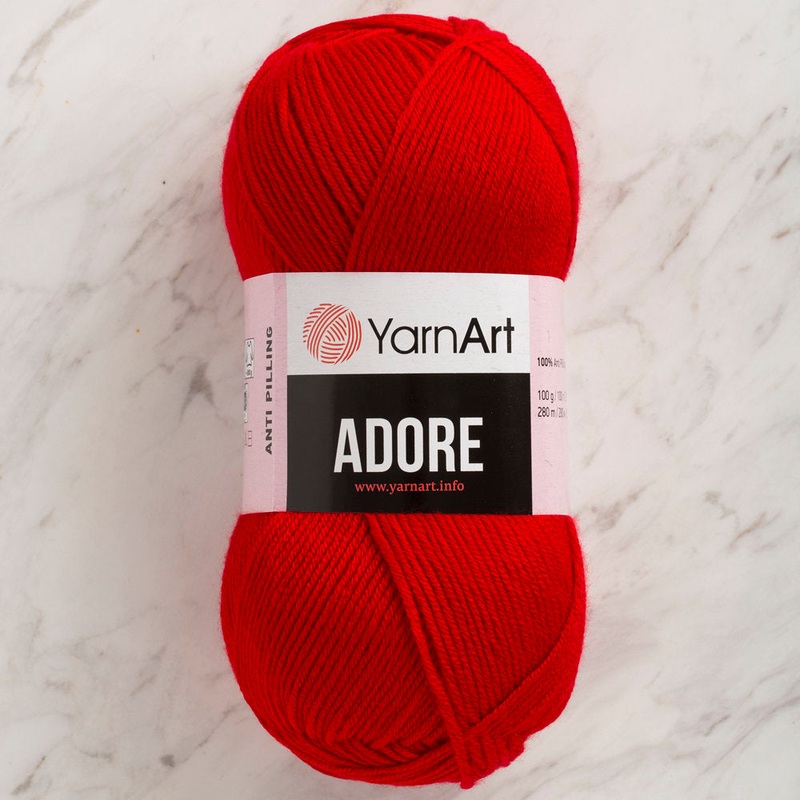 YarnArt Adore Anti-Pilling Yarn, Red – 352