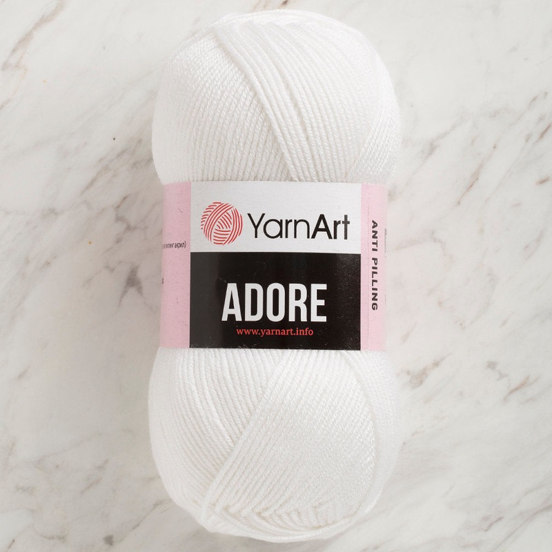 YarnArt Adore Anti-Pilling Yarn, White – 330