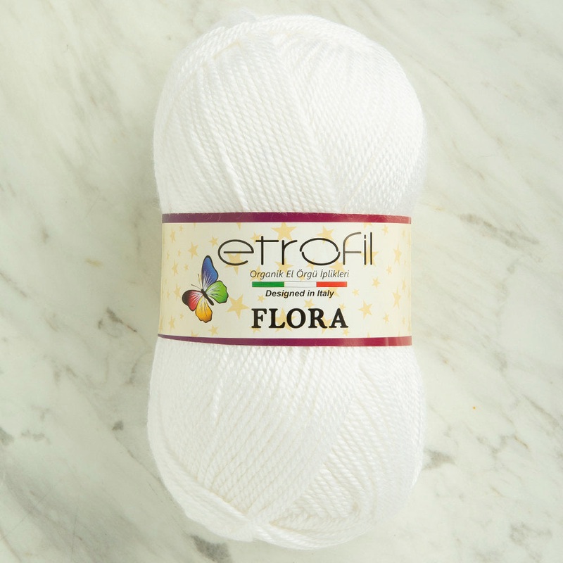 Etrofil Flora Knitting Yarn, White – 70147