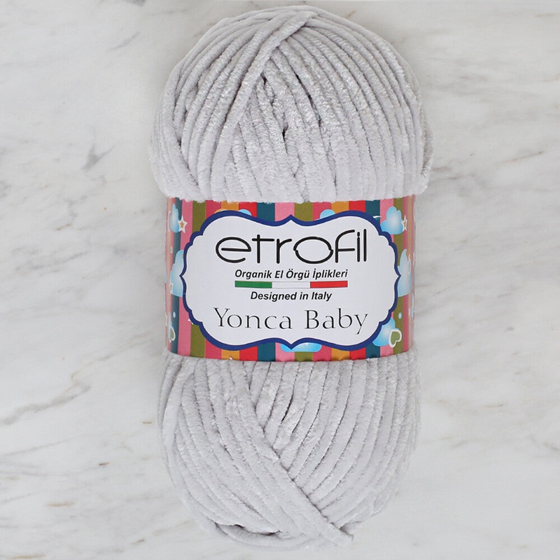 Etrofil Yonca Chenille Yarn, Light Grey – 70905