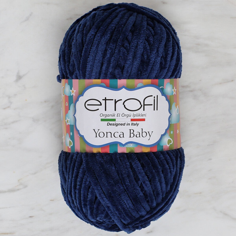 Etrofil Yonca Chenille Yarn, Navy – 70547