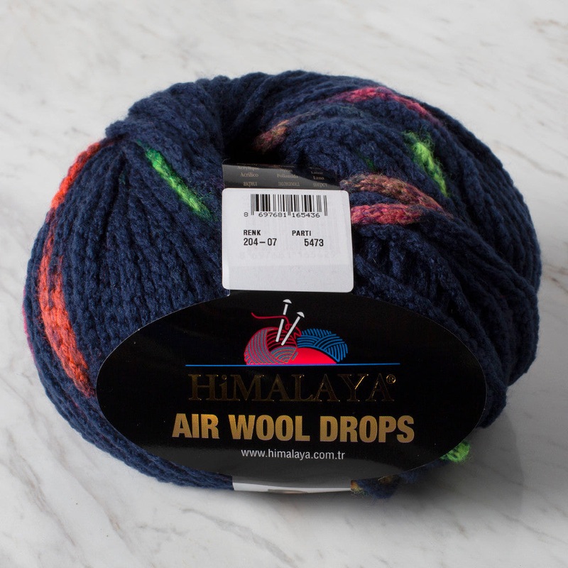 Himalaya Air Wool Drops Speckled Yarn, Navy – 204-07