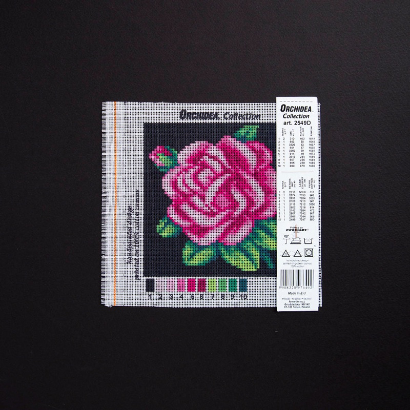 Orchidea 15x15cm Printed Gobelin, Pink Rose – 2549D