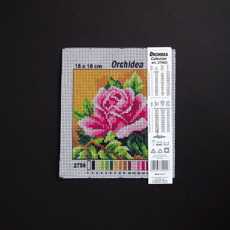 Orchidea 15x15cm Printed Gobelin, Pink Rose – 2756D