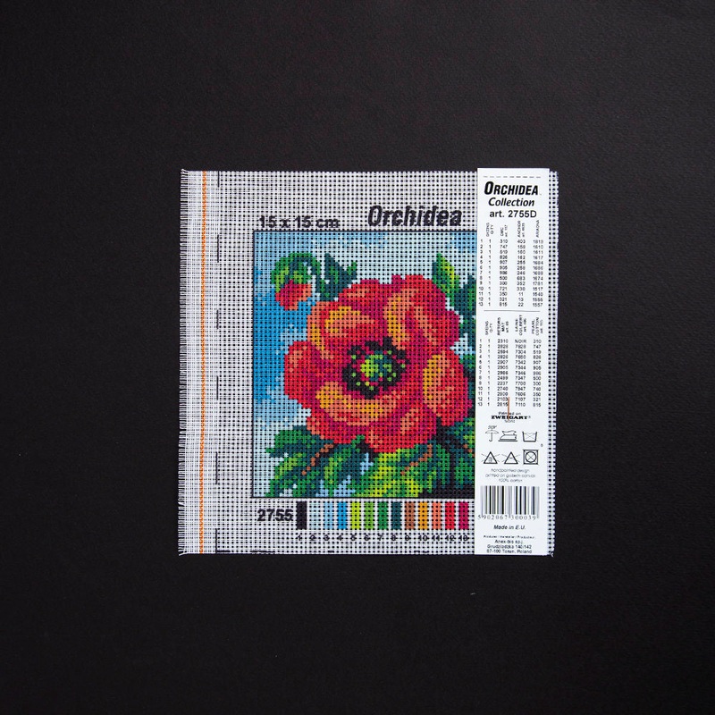 Orchidea 15x15cm Printed Gobelin, Poppy – 2755D