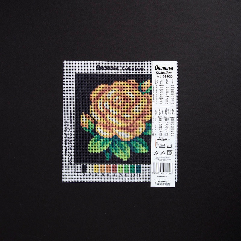 Orchidea 15x15cm Printed Gobelin, Yellow Rose – 2550D