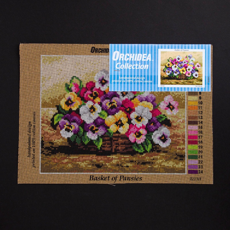 Orchidea 24x30cm Printed Gobelin, Basket of Pansies – 2213H