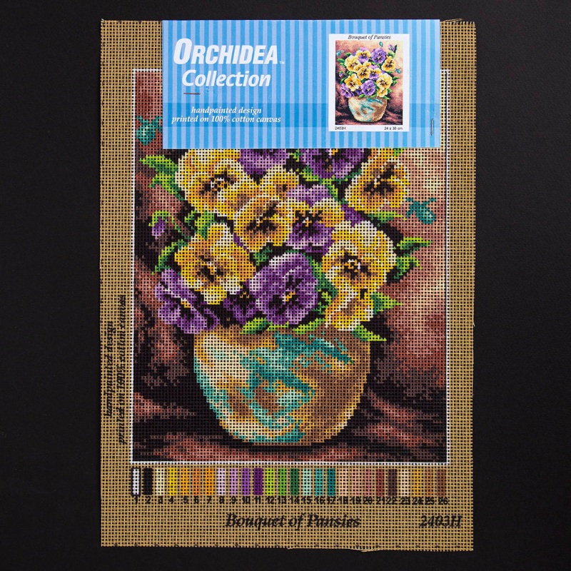 Orchidea 24x30cm Printed Gobelin, Bouquet of Pansies – 2403H