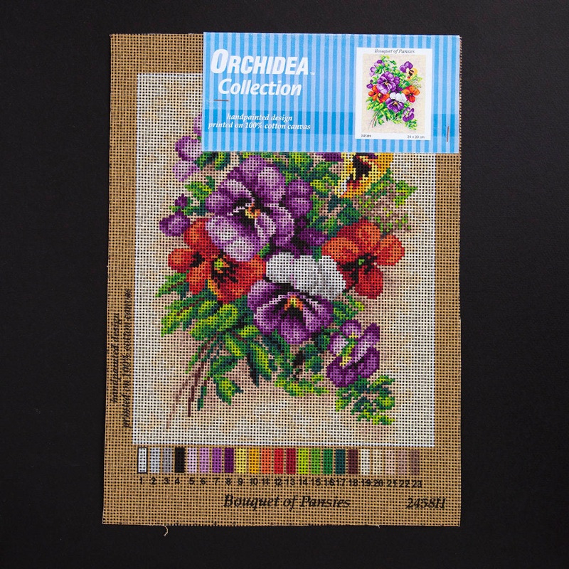 Orchidea 24x30cm Printed Gobelin, Bouquet of Pansies – 2458H