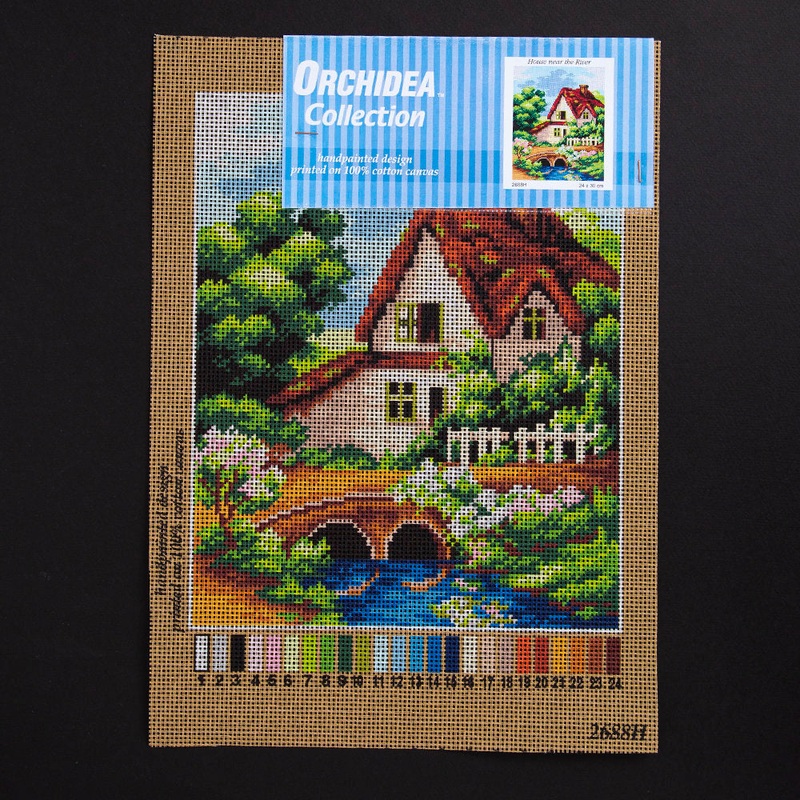 Orchidea 24x30cm Printed Gobelin, House near the River – 2688H