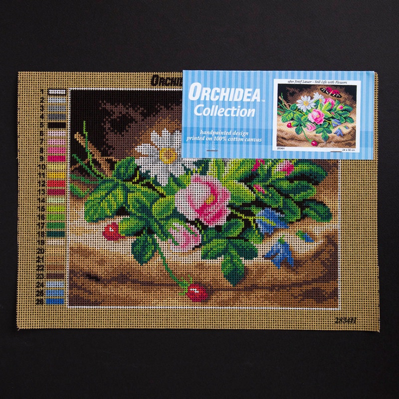 Orchidea 24x30cm Printed Gobelin, Josef Lauer – Still Life with Flowers – 2834H