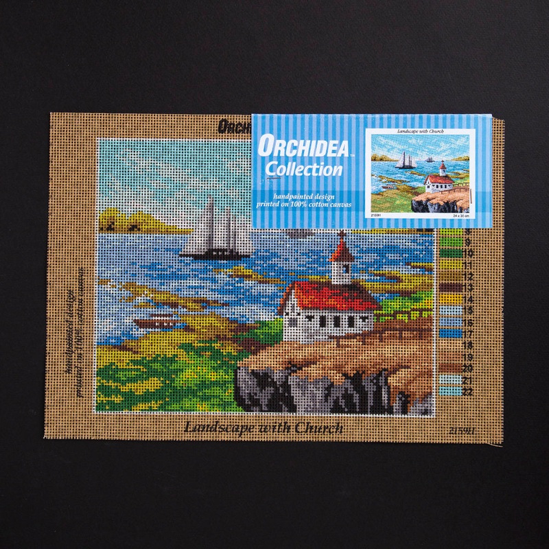 Orchidea 24x30cm Printed Gobelin, Landscape with Church – 2159H