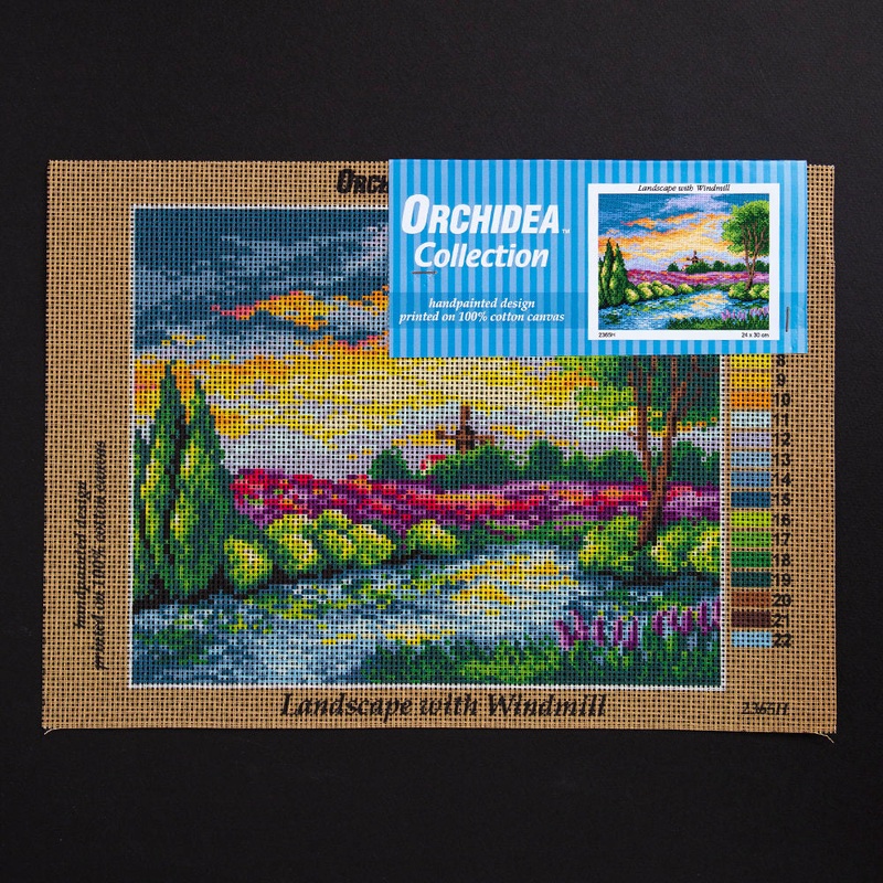 Orchidea 24x30cm Printed Gobelin, Landscape with Windmill – 2365H