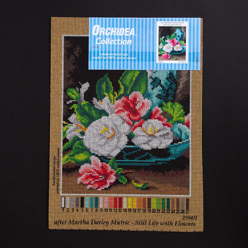 Orchidea 24x30cm Printed Gobelin, Martha Darley Mutrie – Still Life with Flowers – 2954H